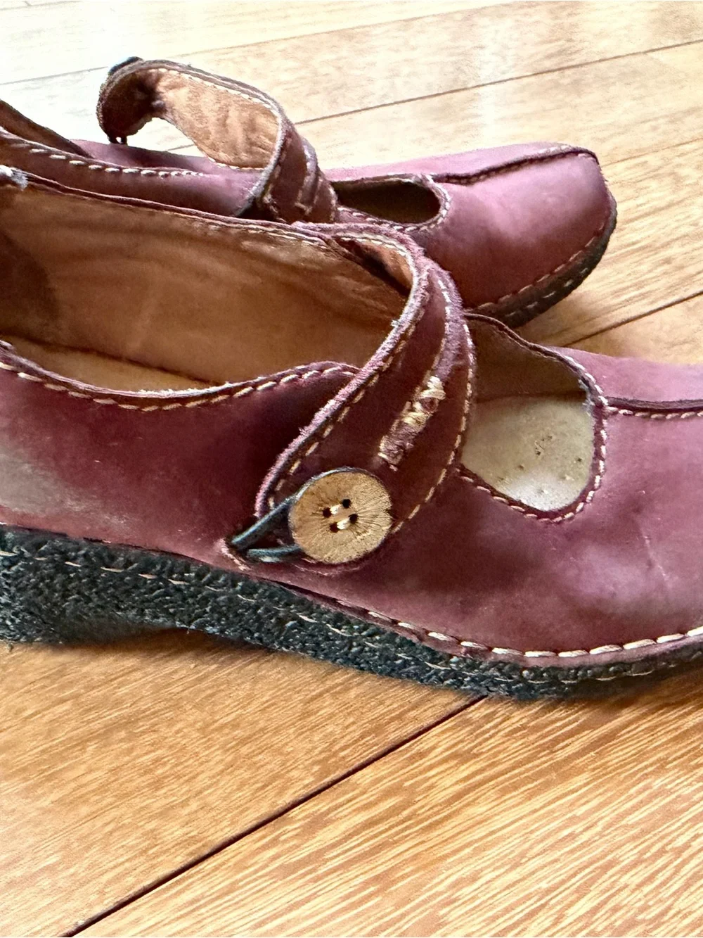Clarks Burgundy Mary Jane Strap Shoes for Kids